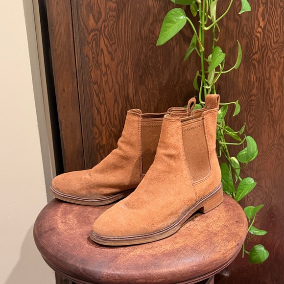 Clarks Shoes - Women’s Suede Cognac Flat Booties